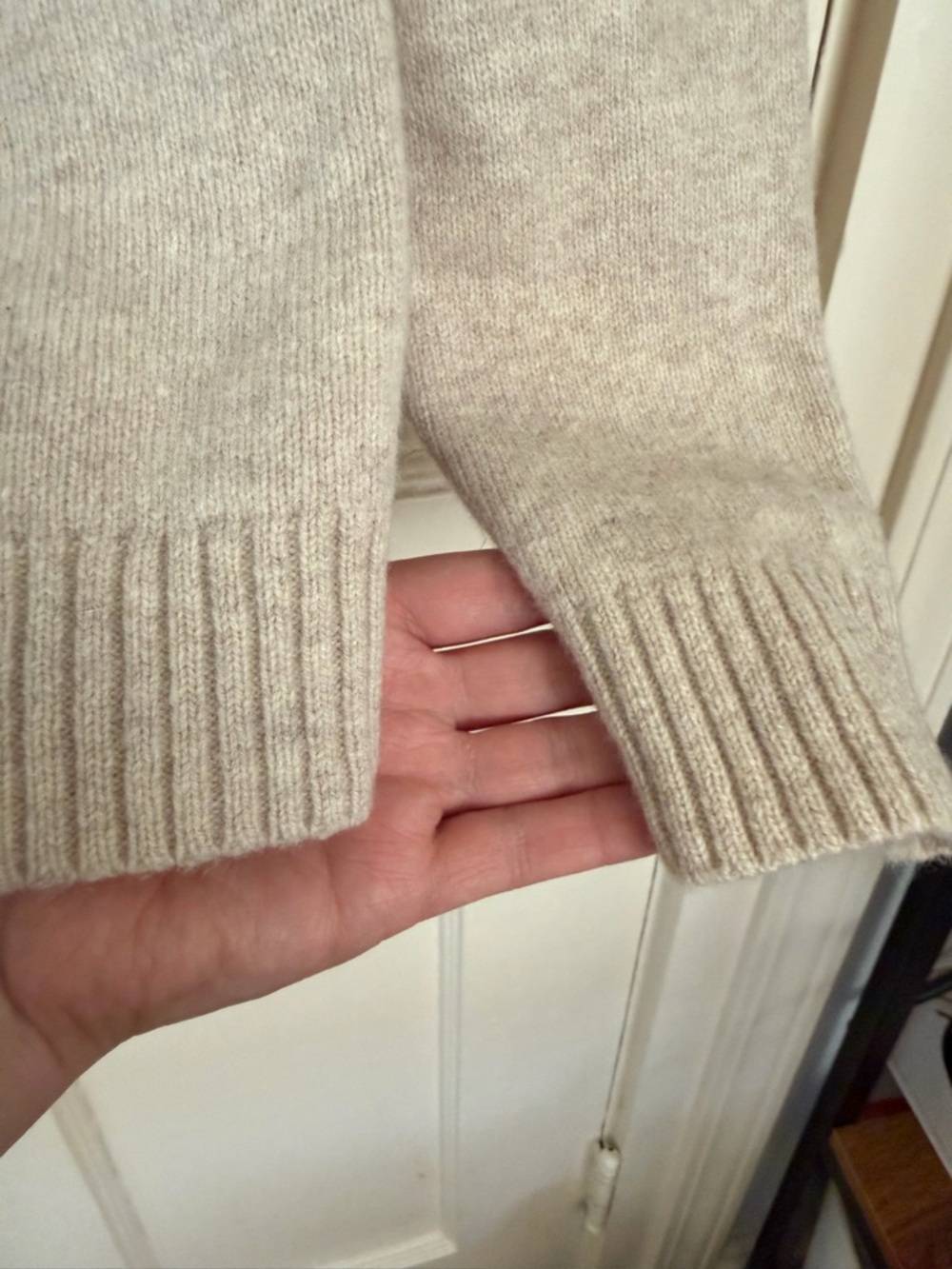 Vineyard Vines oatmeal Beige Lambs Wool Half-Zip Cable Yoke Sweater - Picture 8 of 8